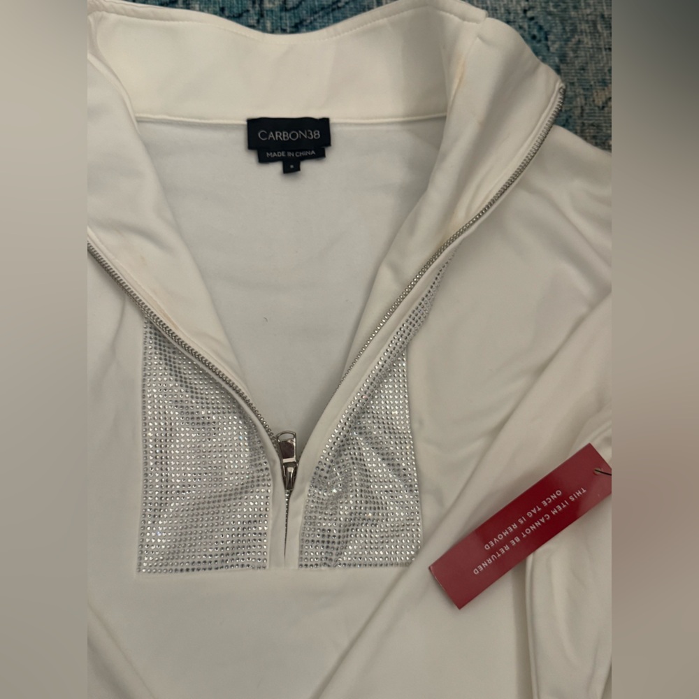 Carbon38 Rhinestone Zip Pullover and Rhinestone Fleece Flare Pant Set - Picture 10 of 13